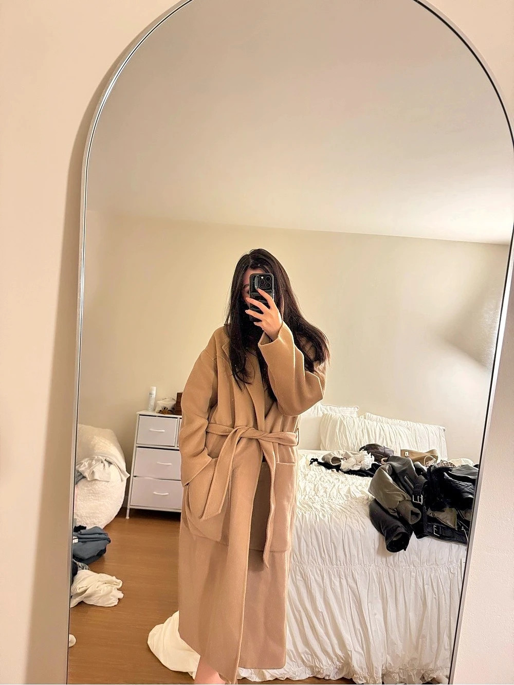 Nanushka Alamo Oversized Robe Coat Wool Silk Blend Trench Coat